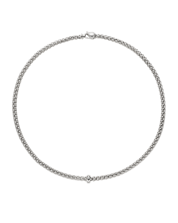 Necklace with rhombus-set diamonds - 73101C3_PB - FOPE