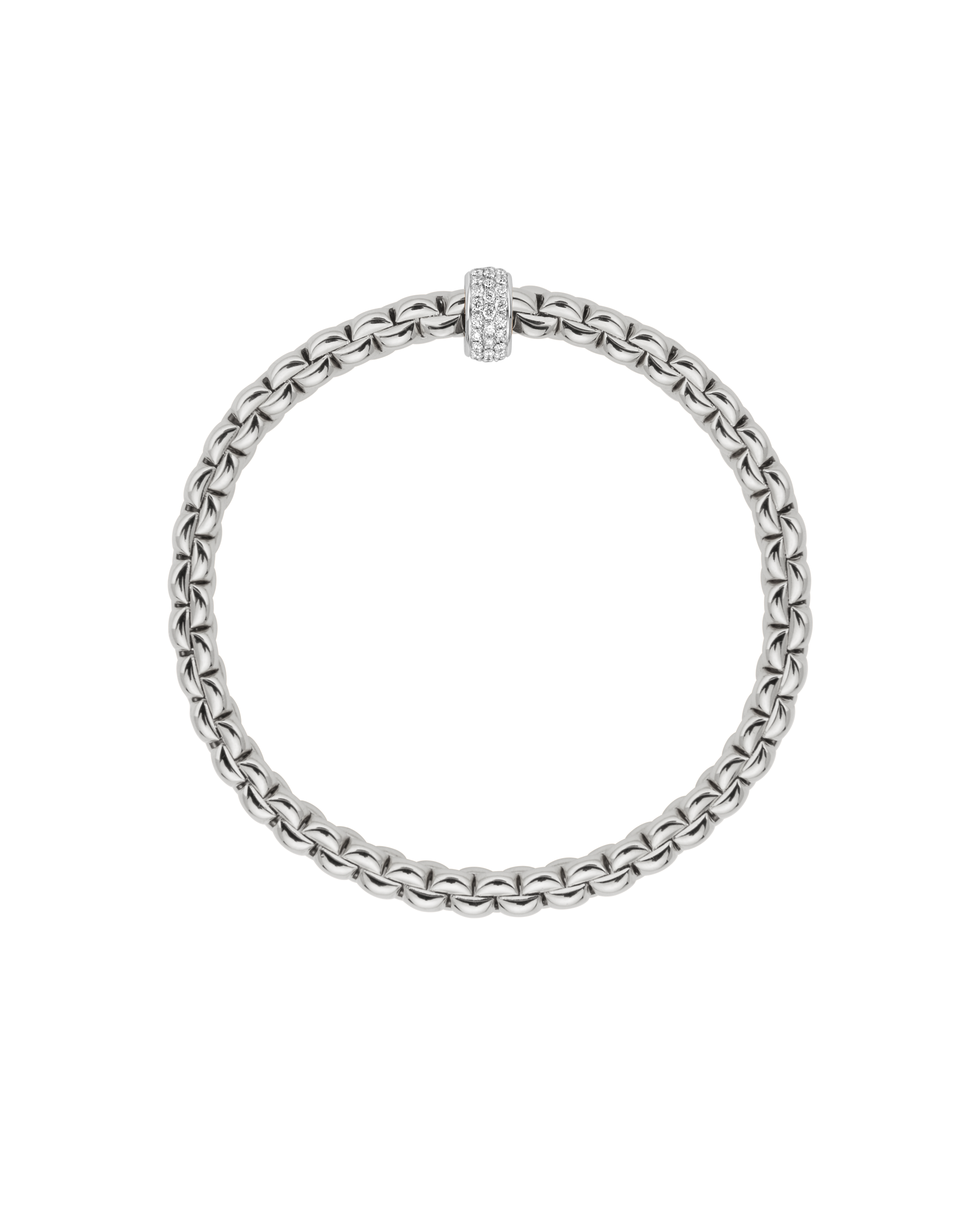 FOPE EKAFLEX'ITブレスレットダイヤモンドパヴェ　L FOPE EKA 18K Gold Flex'it Bracelet with White Diamond Rondel
